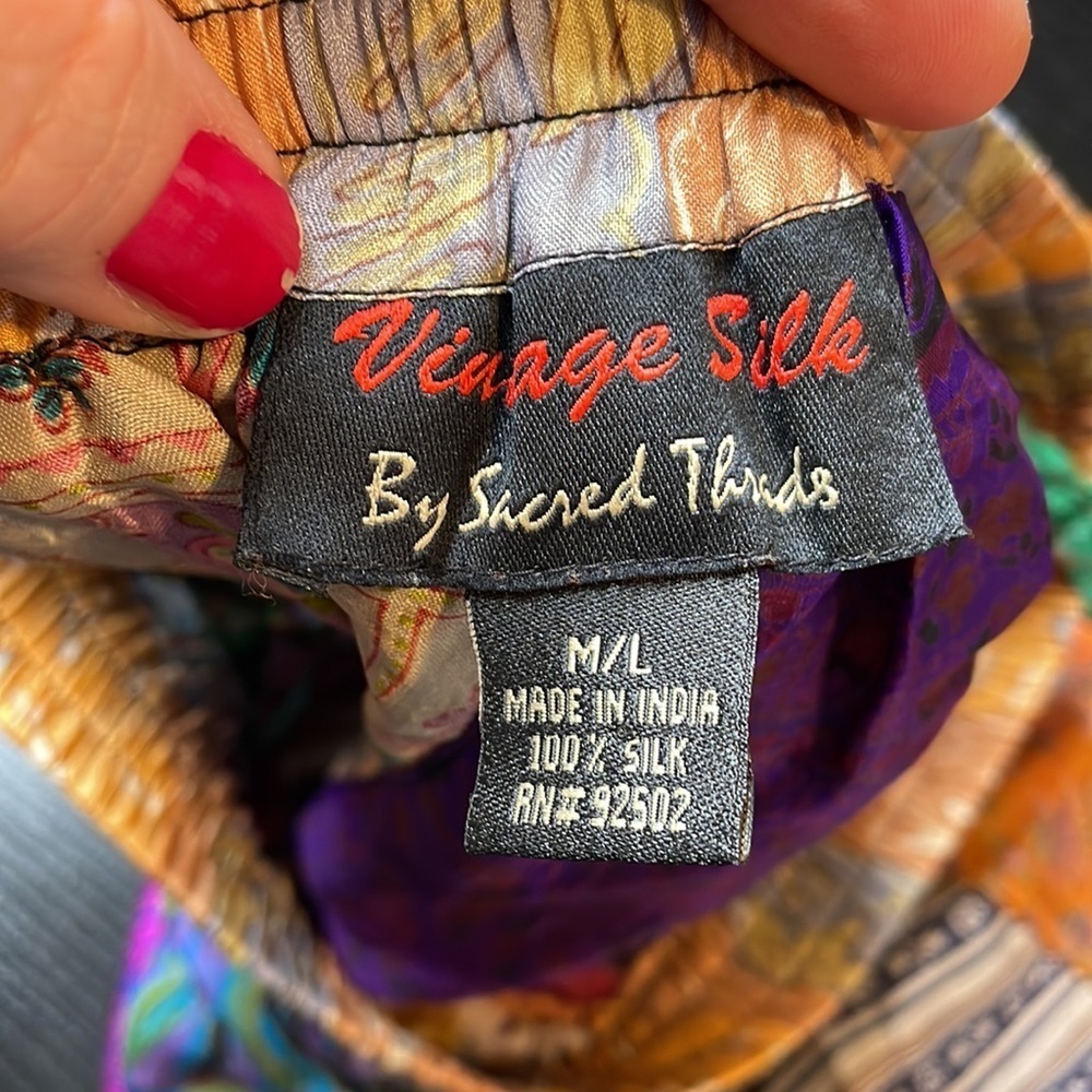 Vintage Silk Patchwork Silk Pants - image 3